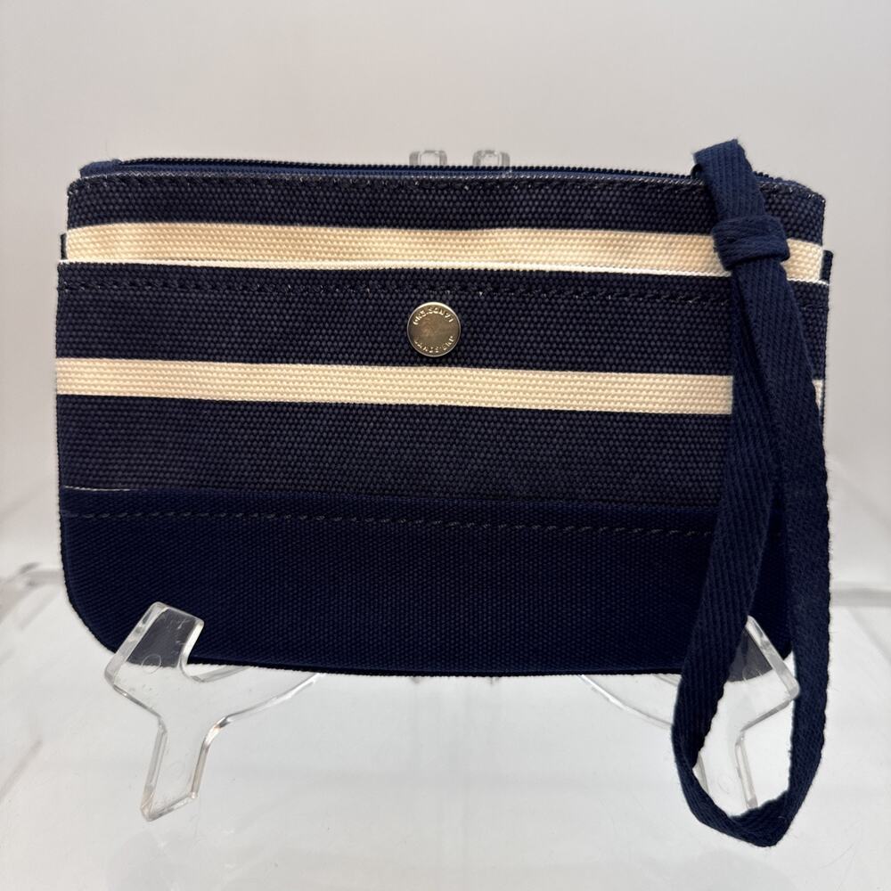 Lands End Canvas Deep Sea Wide Stripe 8"x5" Small Navy & White Colors NWOT